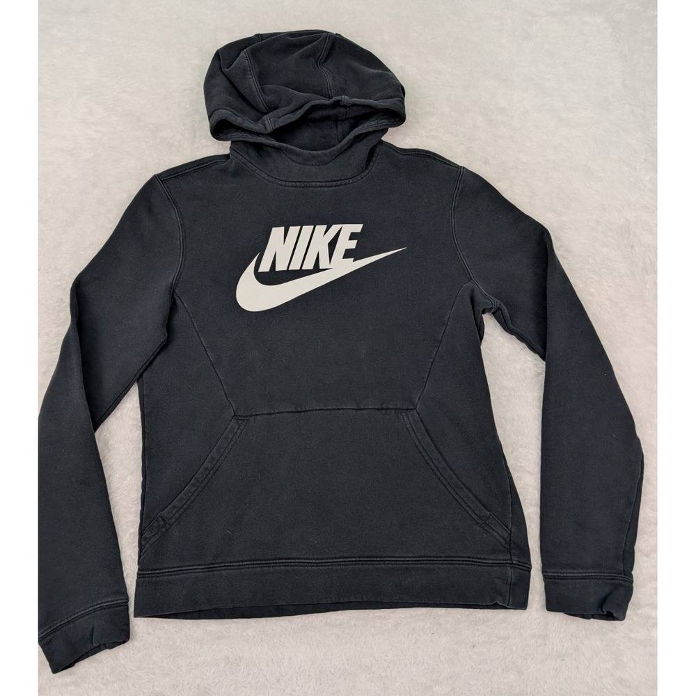 Nike Sportswear Hoodie Youth XL Black Club Fleece Pullover Thumbholes CV9336-010 - Picture 3 of 10